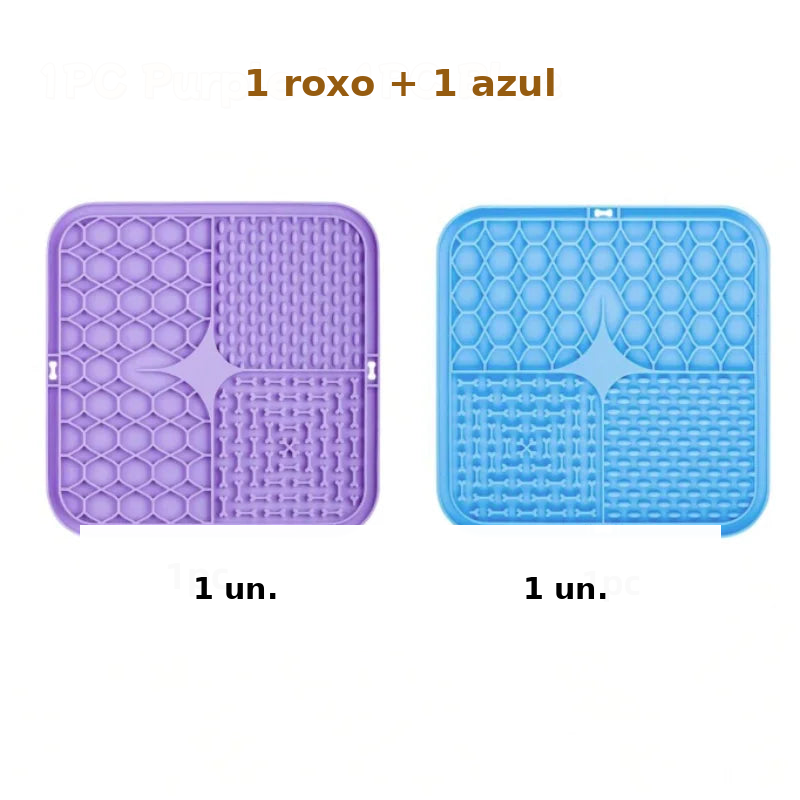 Tapete de Lamber – Alimentação Lenta — 1 roxo e 1 azul