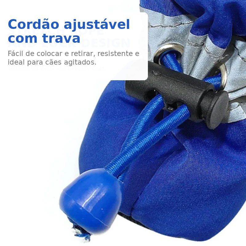 Botinhas Impermeáveis para Cães – Kit com 4 — cordão ajustável com trava