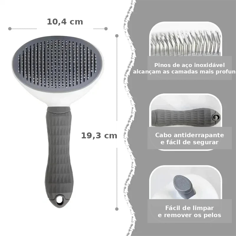 Escova Autolimpante para Cães e Gatos — medidas e características