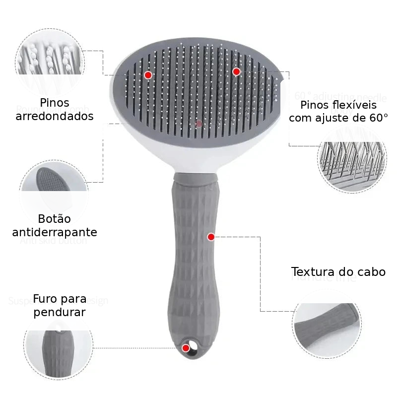 Escova Autolimpante para Cães e Gatos — componentes
