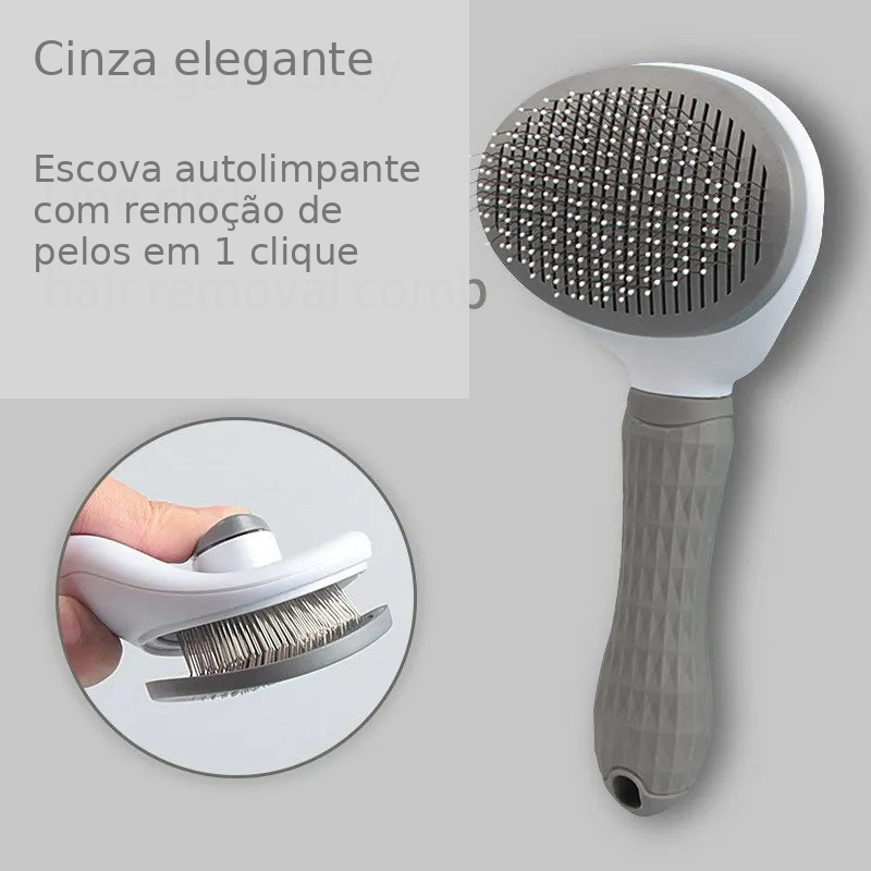 Escova Removedora de Pelos para Cães e Gatos — cinza