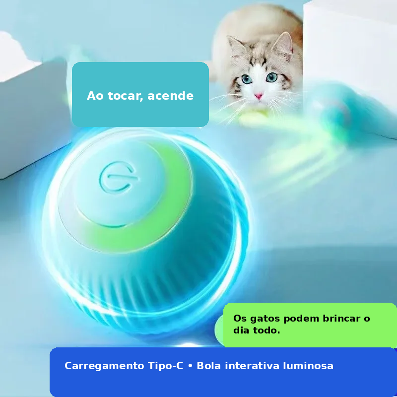 Bola Interativa Automática para Gatos — carregamento Tipo-C