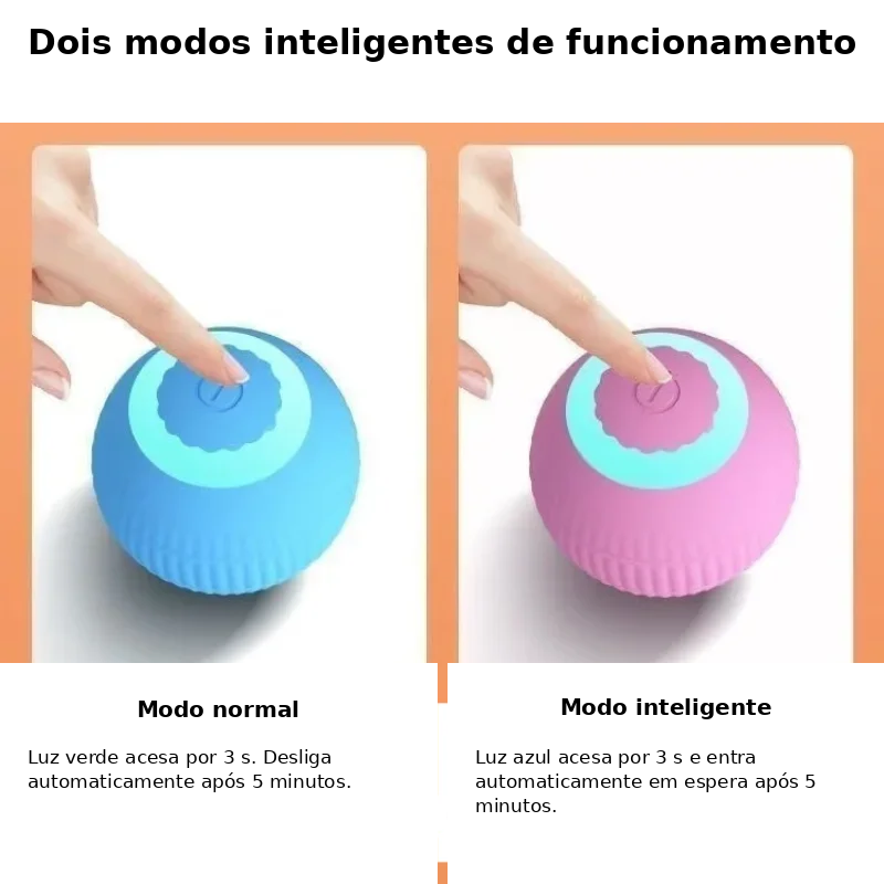 Bola Interativa Automática para Gatos — modos de funcionamento